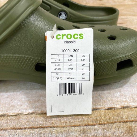 Mens Crocs Classic Slip On Clogs Army Green 10001-309